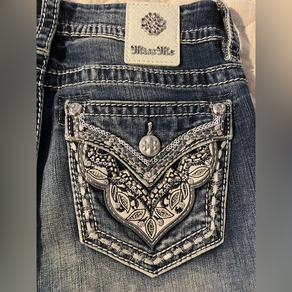 “Distressed Paisley” Miss Me Women’s Mid Rise Curvy Ankle Skinny Jeans (size 25) - Picture 8 of 11